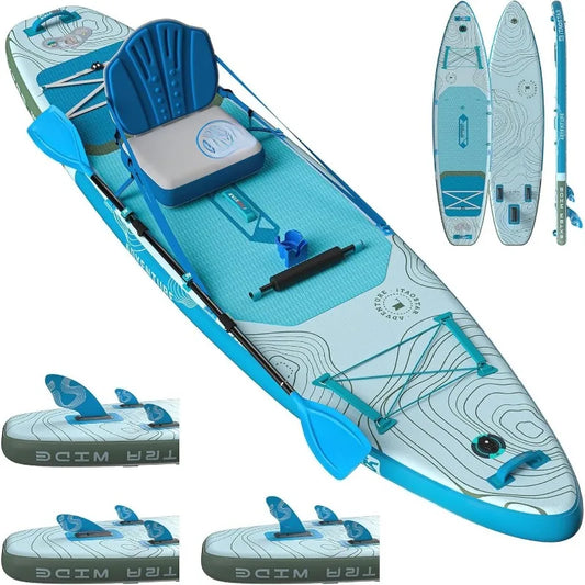 Extra Wide Paddle Board With Five Fins For Skill Levels