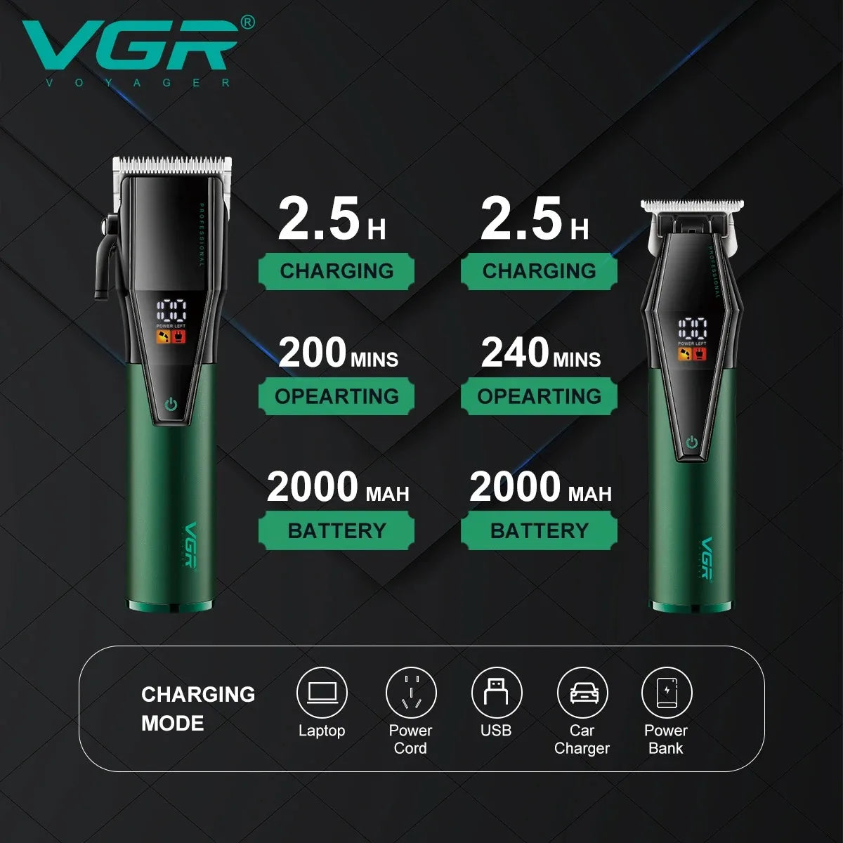 VGR Hair Trimmer Pro Barber Clipper Adjustable V677 For Men