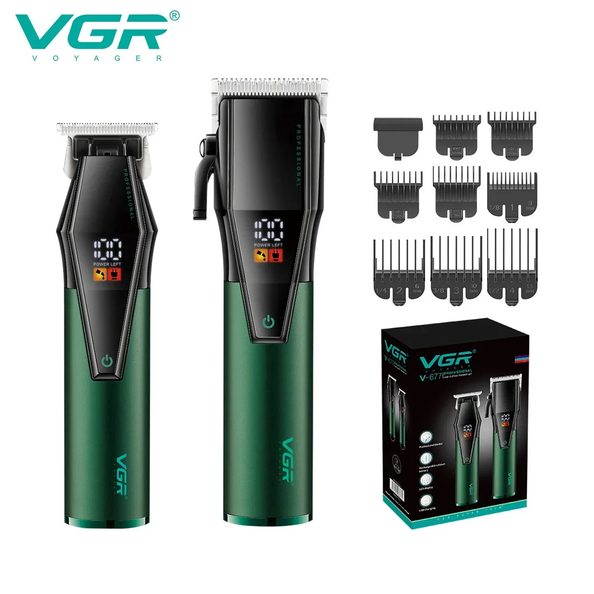 VGR Hair Trimmer Pro Barber Clipper Adjustable V677 For Men
