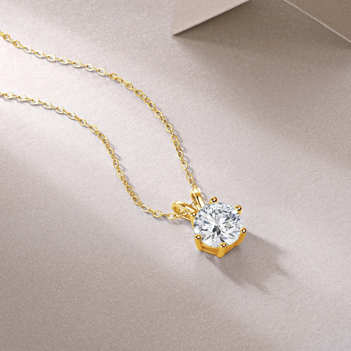 Longue Vue Moissanite Pendant Necklace 14K Gold Chain For Women