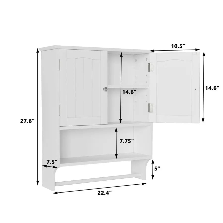 Bathroom Medicine Cabinet Wall Mounted With Towel Bar And Shelves