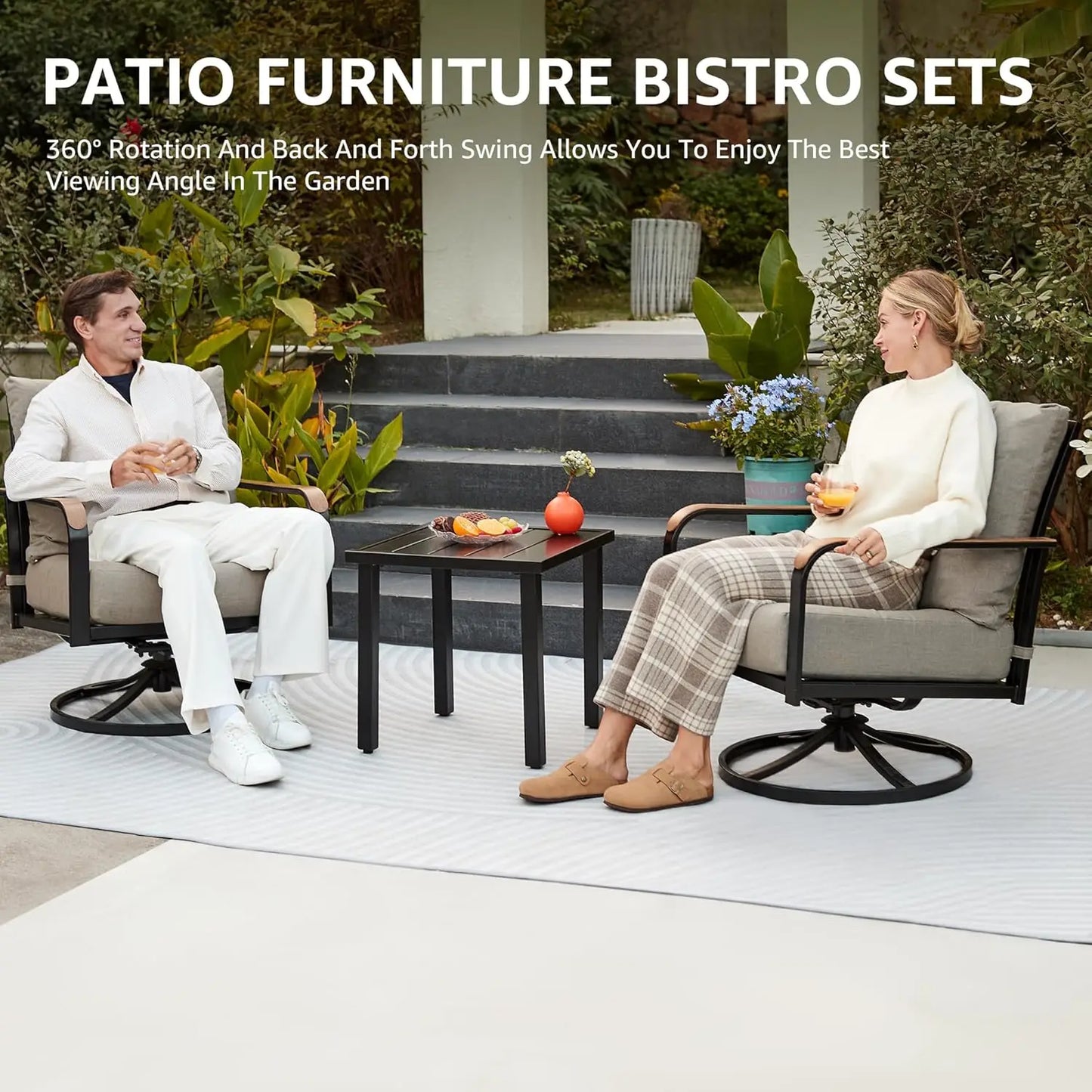 Outdoor Patio Swivel Glider Rocking Chairs Bistro Conversation Set
