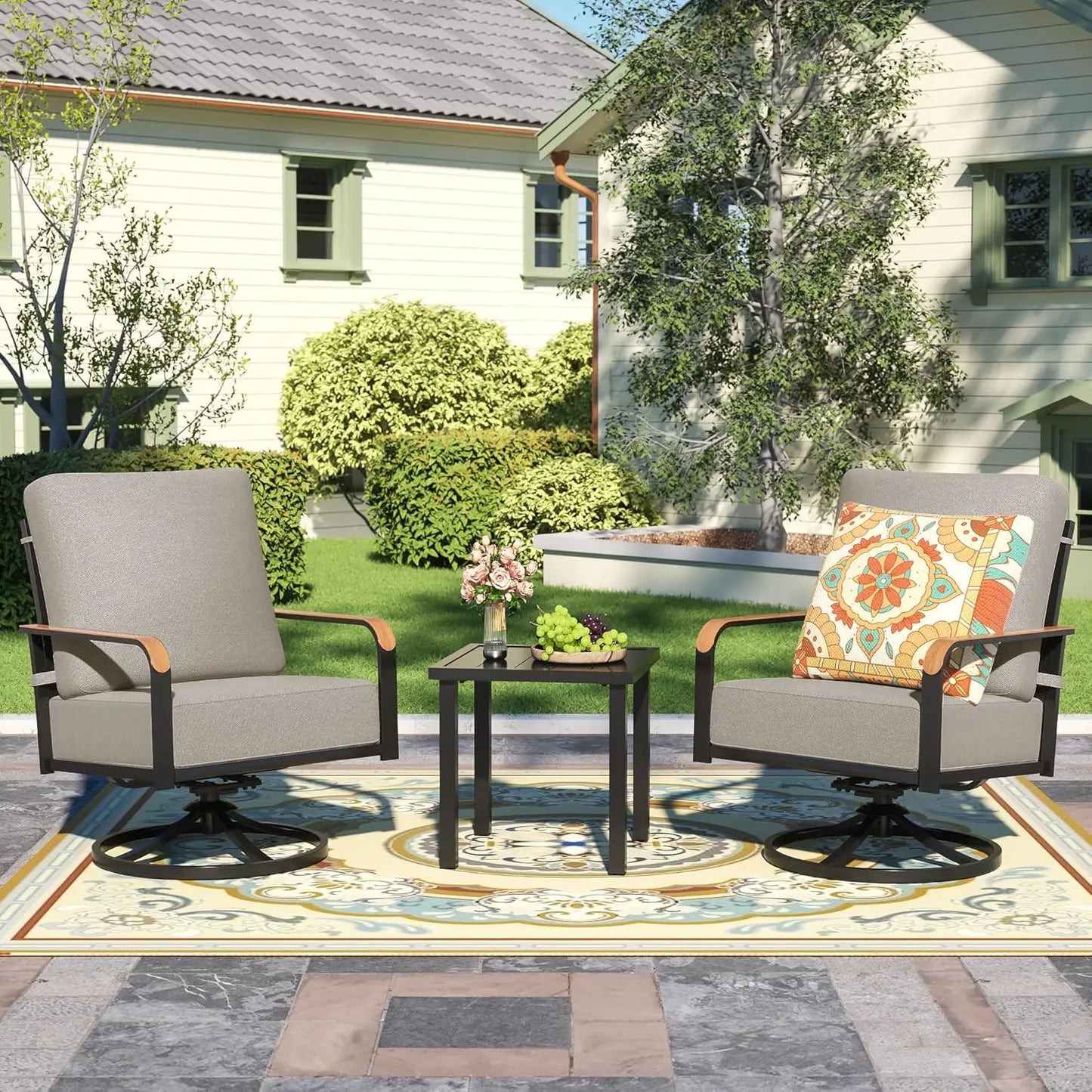 Outdoor Patio Swivel Glider Rocking Chairs Bistro Conversation Set