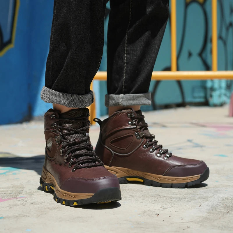 VEIGAR Waterproof Leather Work Safety Boots For Men Antipuncture Indestructible