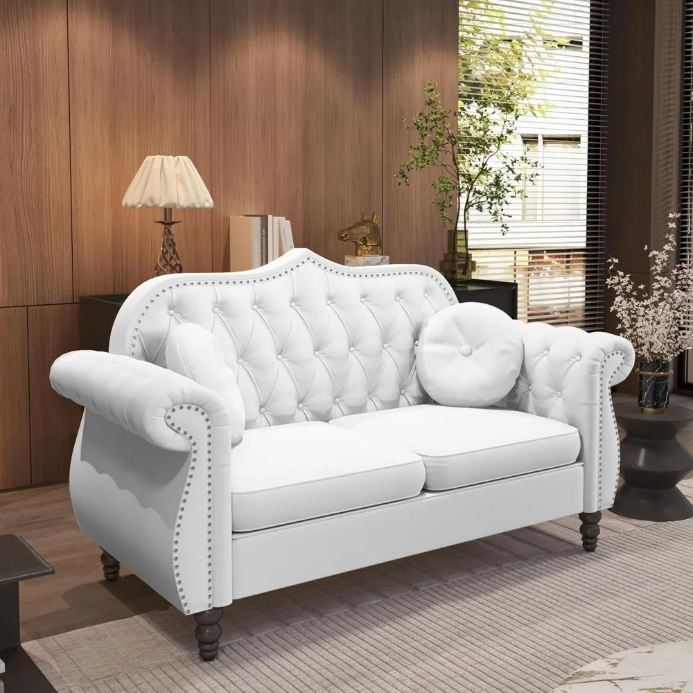 Three Piece Mid Century Sectional Velvet Chesterfield Sofa Set