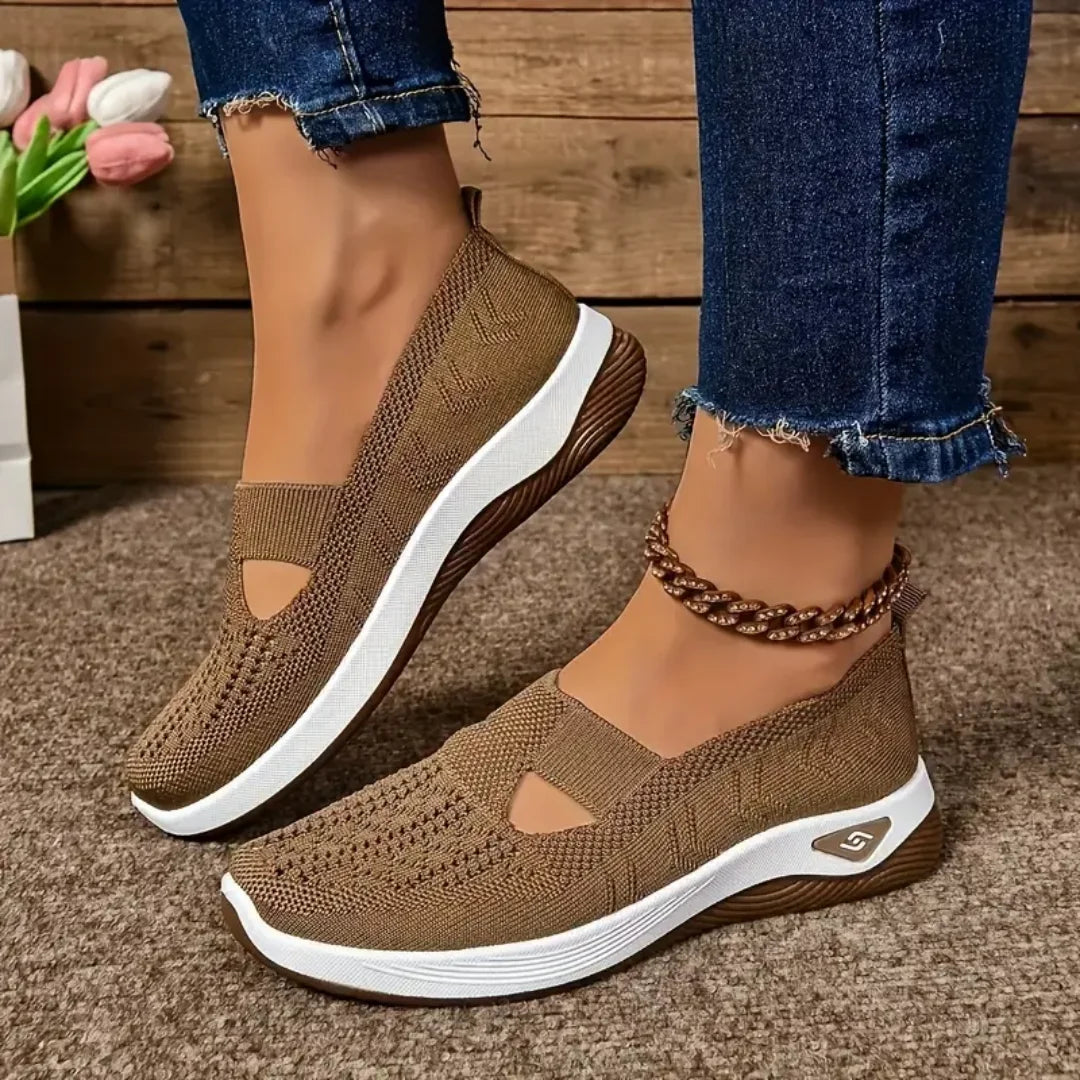 NONE Womens Breathable Low Top Knit Sneakers Casual Shoes