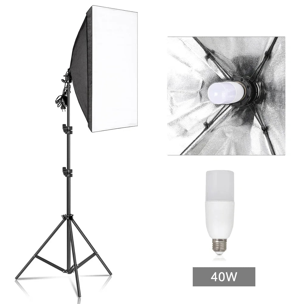 SH Softbox Photography Lighting Kit With E27 Bowens Lamp Tripod