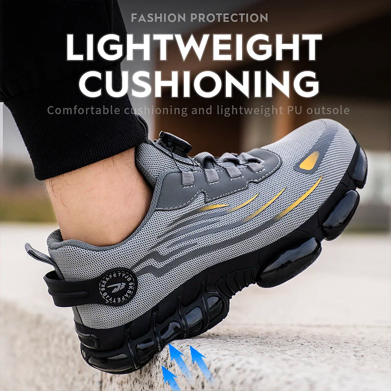Breathable Lace Free Safety Shoes With Anti Smash Puncture Protection