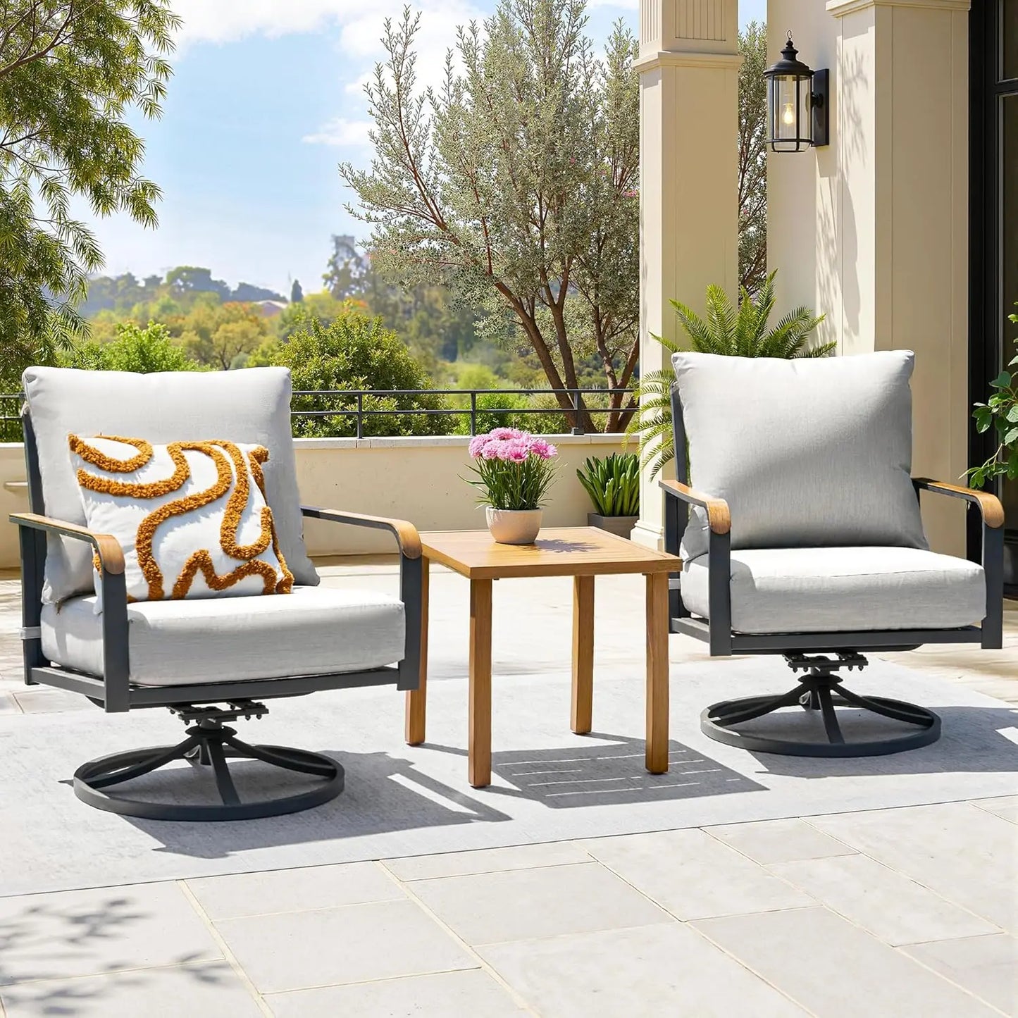 Outdoor Patio Swivel Glider Rocking Chairs Bistro Conversation Set