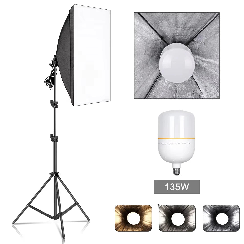 SH Softbox Photography Lighting Kit With E27 Bowens Lamp Tripod