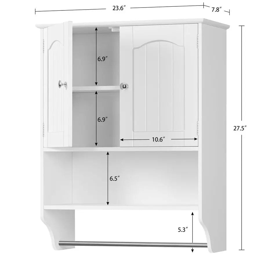 Bathroom Wall Cabinet Over Toilet With Towel Rack And Adjustable Shelf