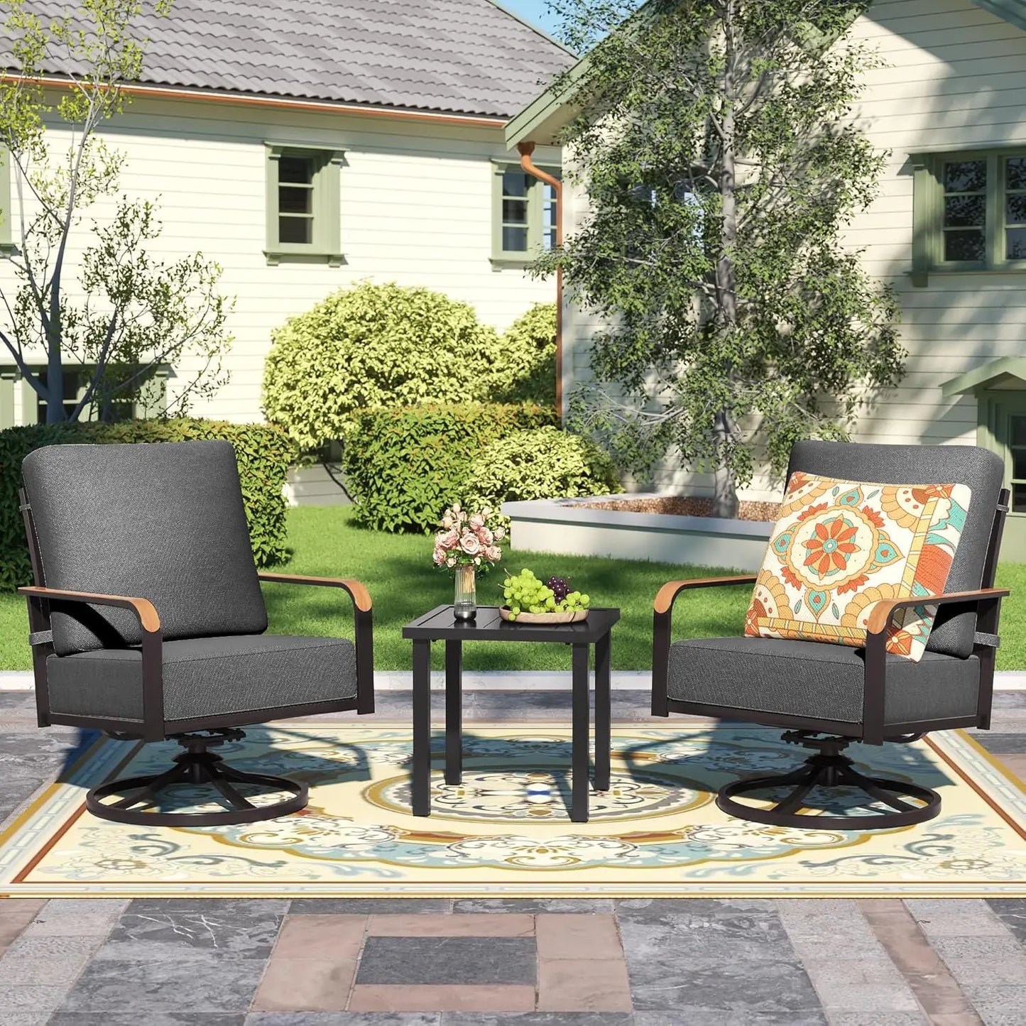Outdoor Patio Swivel Glider Rocking Chairs Bistro Conversation Set