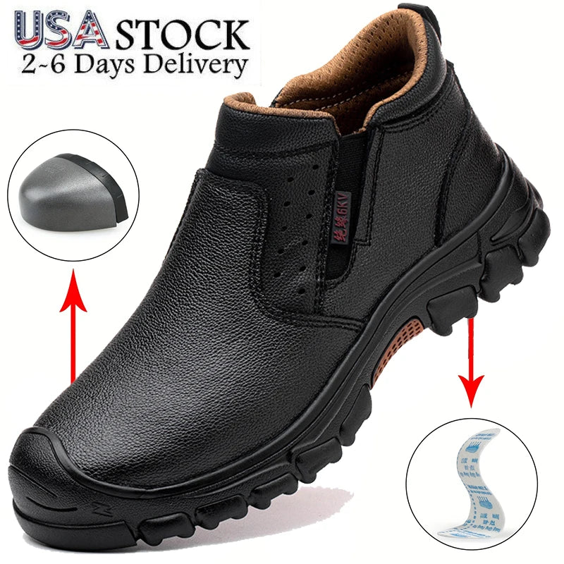 Mens Work Boots With Composite Toe Metatarsal Guard Rubber Outsole