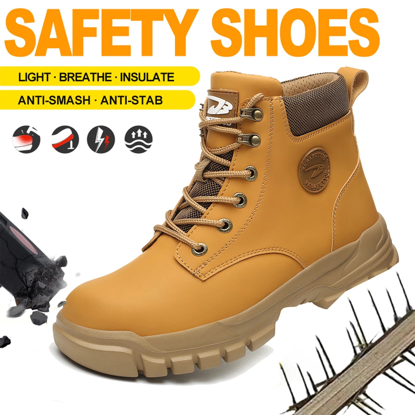 NONE High Top PU Breathable Safety Shoes With Metal Toe