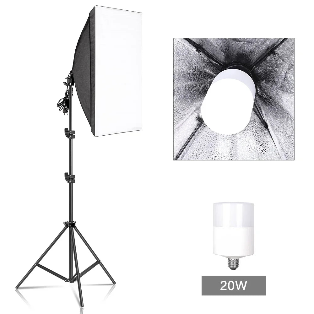 SH Softbox Photography Lighting Kit With E27 Bowens Lamp Tripod