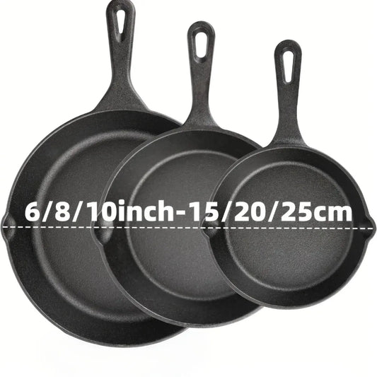 AEHOME 3-Piece Cast Iron Skillet Set for Oven Grill Campfire