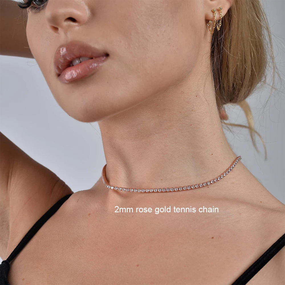 ROBUKF Moissanite Tennis Necklace for Women