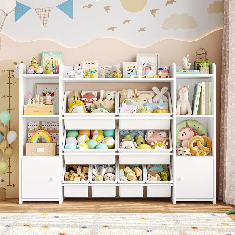 Toy Storage Organizer With 8 Bins And Shelves For Kids