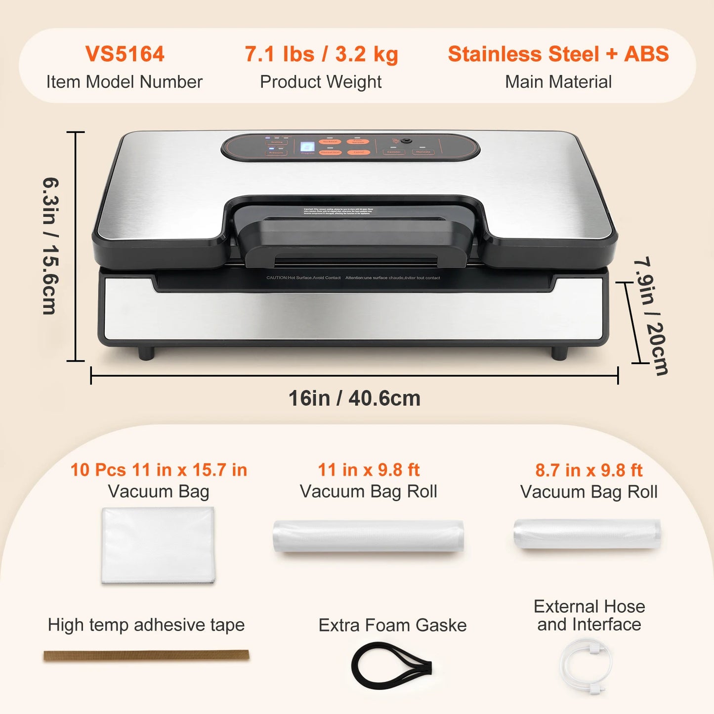 Succebuy Vacuum Sealer Machine 90Kpa 130W Kitchen Food Saver