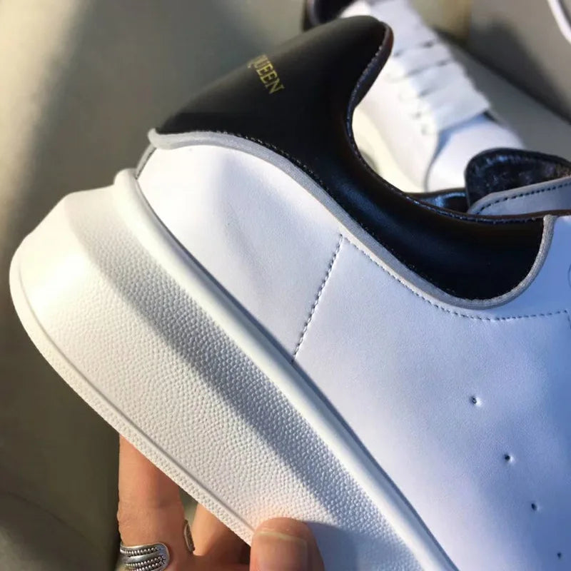 Platform White Leather Sneakers For Women With Chunky Sole Elevator
