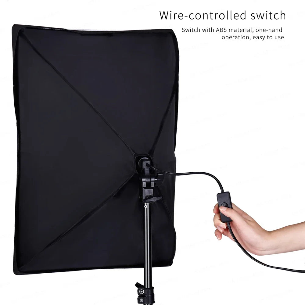 SH Softbox Photography Lighting Kit With E27 Bulb Bowens Tripod