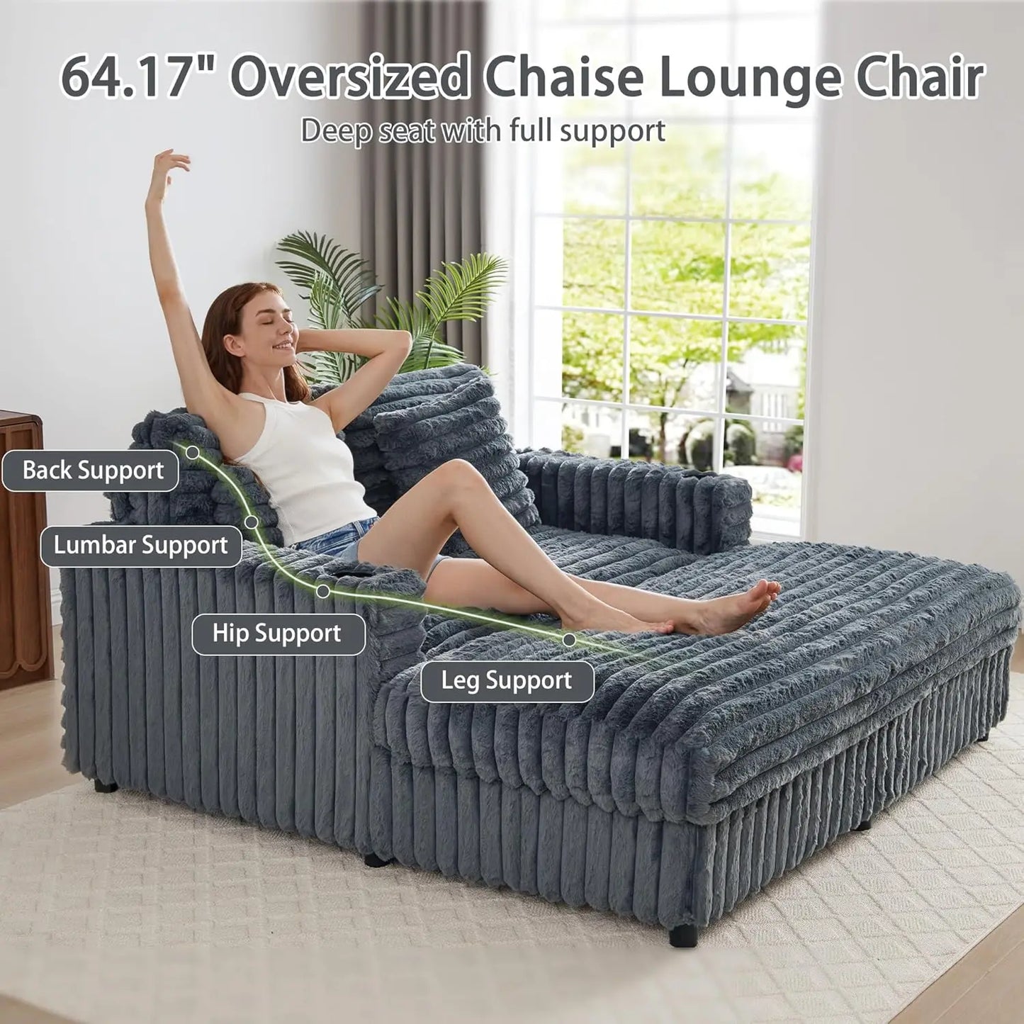 HUANZHUANG Chaise Lounge Sofa Bed With Charging Station Pillows