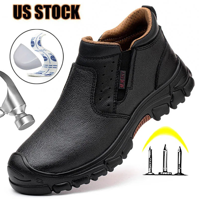 Mens Composite Toe Work Boots With Metatarsal Guard Waterproof