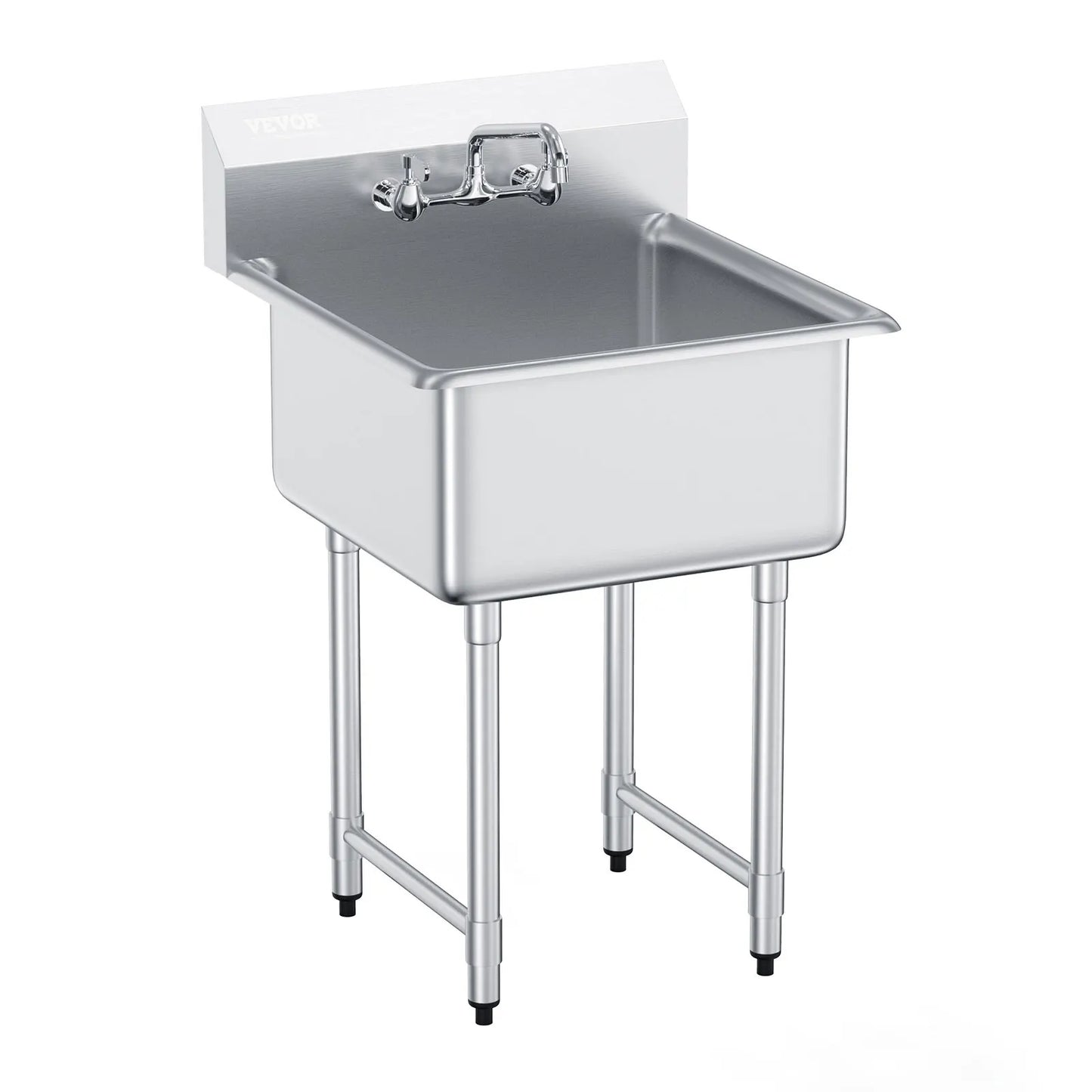Stainless Steel Kitchen Prep and Utility Sink Single Bowl Faucet
