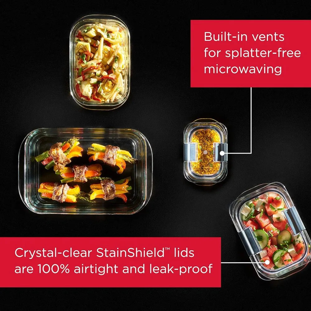 Premium Glass Food Storage Containers BPA Free Leak Proof
