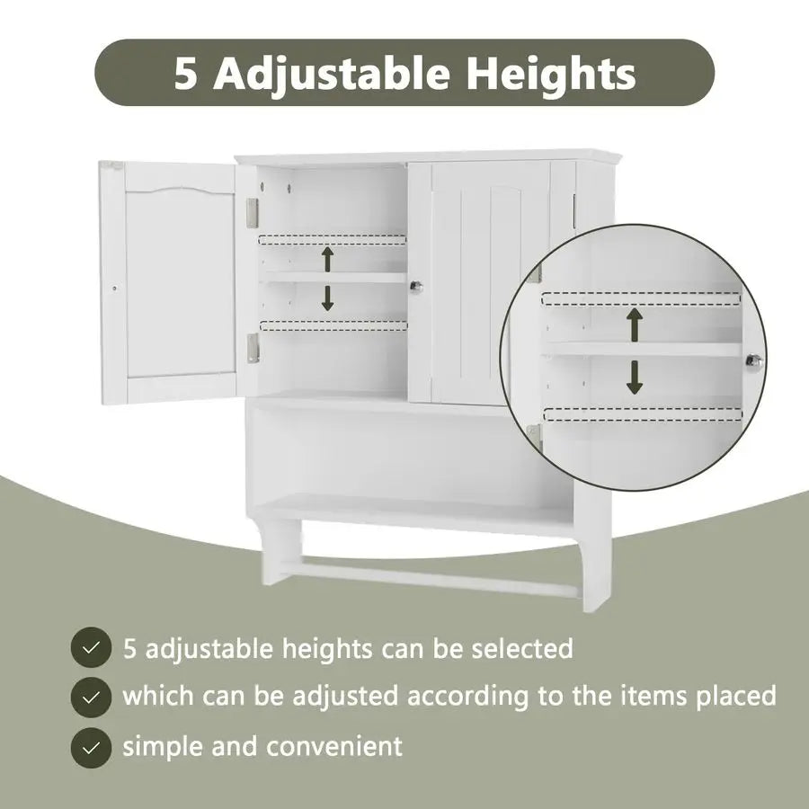 Bathroom Medicine Cabinet Wall Mounted With Towel Bar And Shelves