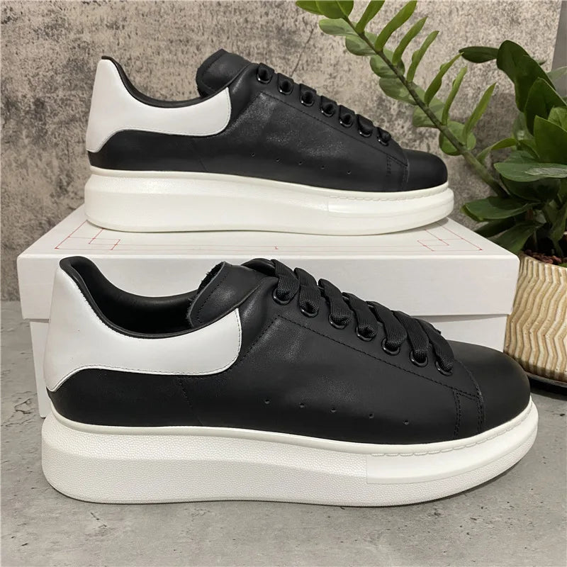 Platform White Leather Sneakers For Women With Chunky Sole Elevator