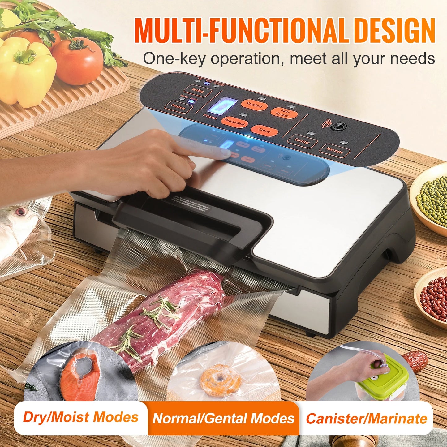 Succebuy Vacuum Sealer Machine 90Kpa 130W Kitchen Food Saver