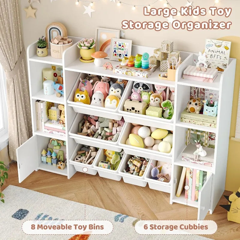 Toy Storage Organizer With 8 Bins And Shelves For Kids