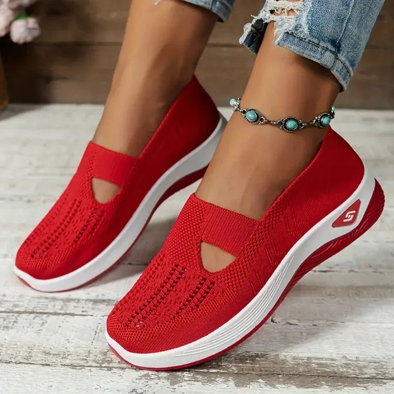 NONE Womens Breathable Low Top Knit Sneakers Casual Shoes