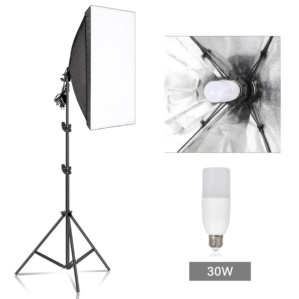 SH Softbox Photography Lighting Kit With E27 Bowens Lamp Tripod