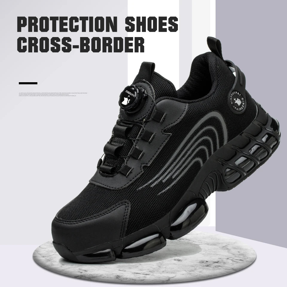None Steel Toe Cap Non-Lacing Safety Shoes For Men