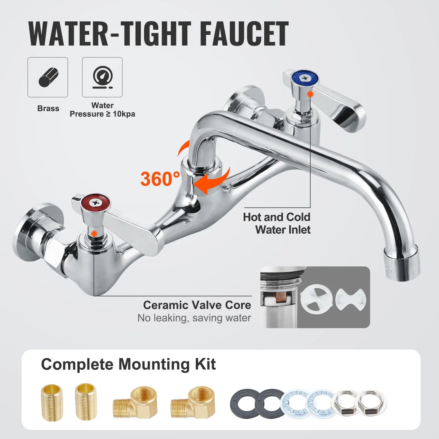 Stainless Steel Kitchen Prep and Utility Sink Single Bowl Faucet
