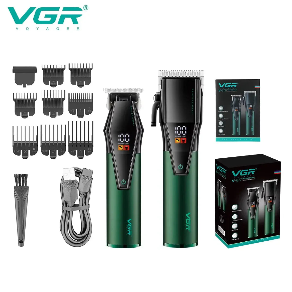 VGR Hair Trimmer Pro Barber Clipper Adjustable V677 For Men