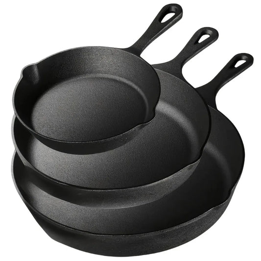AEDG Cast Iron Skillet Set Preseasoned Heavy Duty Pans