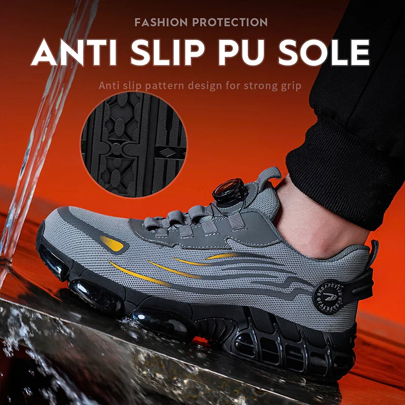 Breathable Lace Free Safety Shoes With Anti Smash Puncture Protection