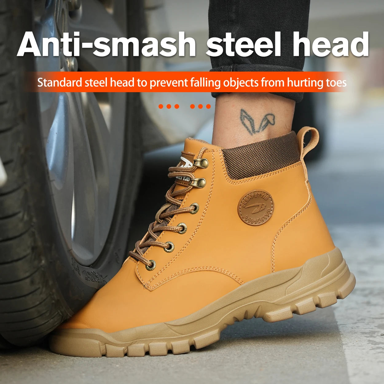 NONE High Top PU Breathable Safety Shoes With Metal Toe